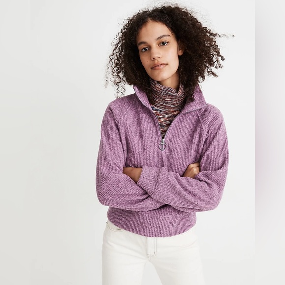 Madewell Fleece Half-Zip Popover Top - Picture 2 of 8